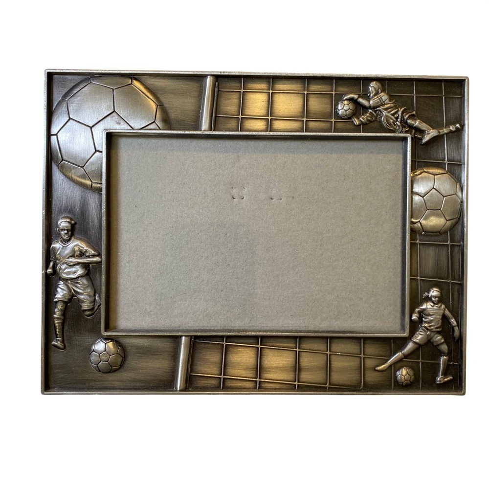 Sixtrees‎ Soccer Picture Frame 4x6 Pewter Tone Metal Sports 3D Relief AF83746